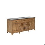 Meuble sous vasque en bois recycl� et pierre bleue garance