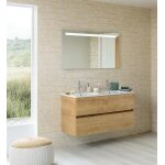 Meuble sous vasque deux tiroirs san nolita (120 cm) - longueur : 120 cm - mlamin blanc brillant