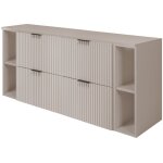 Meuble de salle de bain suspendu sous double vasque avec 2 Étagères extensions et plan flow ? cachemire ... Meuble de salle de bain suspendu sous double vasque avec 2 Étagères extensions et plan flow ? cachemire ...