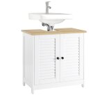 Meuble sous vasque frg237 - wn sobuy - avec 2 �tages - l60 x p35 x h59 cm - blanc et nature