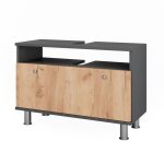Meuble sous vasque fynn 80. 2x54cm avec tiroir anthracite / ch�ne dor� vicco