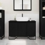 Meuble sous vasque - meuble vasque integree vidaxl cabinet sous �vier ch�ne noir 91 x 35 x 60 cm bois ...