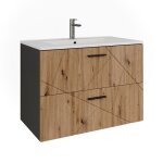 Meuble sous vasque irma 80x57cm armoire sous lavabo anthracite / artisan vicco