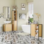 Meuble sous vasque moderne pi�tement en m�tal double porte en panneaux de particules - 60 x 30 x 625 ...