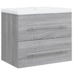 Meuble sous - vasque mood - meuble lavabo avec bassin int�gr� - sonoma gris bois ding�nierie - 60 x 38. ...