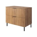 Meuble de salle de bain sur pieds sous vasque avec plan flow ? ch�ne craft ? 80 cm