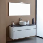 Meuble sous - vasque de salle de bain 120cm blanc en bois avec plateau anthracite sole