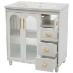 Meuble sous vasque salle de bain 80cm blanc avec vasque céramique - meuble bas sous vasque simple design ... Meuble sous vasque salle de bain 80cm blanc avec vasque céramique - meuble bas sous vasque simple design ...