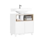 Meuble sous vasque de salle de bain bzr148 - w sobuy - avec 2 portes - l60 x p30 x h61 cm - blanc