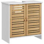 Meuble sous vasque de salle de bain - homcom - 2 portes �tag�re r�glable armoire de rangement pour lavabo ...