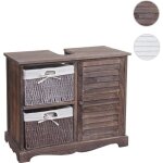 Meuble sous - vasque de salle de bain hwc - h20 - bois massif - 60x65x31cm - shabby marron Meuble sous - vasque de salle de bain hwc - h20 - bois massif - 60x65x31cm - shabby marron