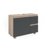 Meuble sous vasque simple j - shape 80x60. 8cm anthracite sonoma vicco