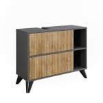 Meuble sous vasque simple leano 80x62cm avec 2 tiroirs anthracite / chne de montagne vicco