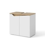 Meuble sous vasque simple marelle 60x57. 5cm avec 2 portes blanc chne artisan vicco
