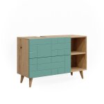 Meuble sous vasque simple rudi 90x59cm avec 2 tiroirs vert menthe marron vicco