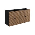 Meuble de salle de bain suspendu sous vasque aura loft ? noir et ch�ne ? 120 cm ? style industriel