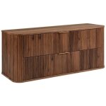 Meuble sous - vasque à suspendre glamour 120 cm ? 2 tiroirs coloris noyer foncé design moderne avec plan ... Meuble sous - vasque à suspendre glamour 120 cm ? 2 tiroirs coloris noyer foncé design moderne avec plan ...