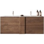 Meuble suspendu double vasque - 2 tiroirs - l120 x h53 x p47cm - coloris chêne mercure - style scandinave ... Meuble suspendu double vasque - 2 tiroirs - l120 x h53 x p47cm - coloris chêne mercure - style scandinave ...