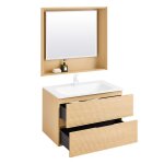 Meuble suspendu pour lavabo - sobuy bzr198 - n - avec miroir - meuble sous vasque ensemble de lavabo ...