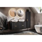Meuble de salle de bain suspendu sous double vasque adel noir 120 cm