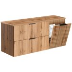 Meuble suspendu sous vasque adel ch�ne 120 cm avec panier � linge et plan