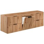 Meuble suspendu sous vasque adel chne 160 cm avec panier  linge et plan