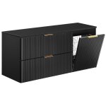 Meuble suspendu sous vasque adel noir 120 cm avec panier � linge et plan