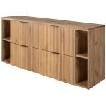 Meuble sous vasque flow chêne 160 cm avec 2 x létagères - extensions et plan Meuble sous vasque flow chêne 160 cm avec 2 x létagères - extensions et plan