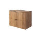 Meuble de salle de bain suspendu avec plan ? flow ? chne ? 80 cm