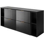 Meuble de salle de bain suspendu sous vasque avec 2 tagres extensions et plan flow ? noir ? 160 cm