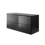 Ensemble meuble de salle de bain suspendu sous double vasque avec plan flow ? noir ? 120 cm