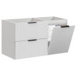 Meuble suspendu sous vasque avec panier  linge adel blanc 100 cm