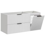 Meuble suspendu sous vasque avec panier � linge adel blanc 120 cm