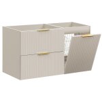 Meuble suspendu sous vasque avec panier à linge adel cachemire 100 cm Meuble suspendu sous vasque avec panier à linge adel cachemire 100 cm