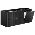 Meuble suspendu sous vasque avec panier à linge adel noir 120 cm Meuble suspendu sous vasque avec panier à linge adel noir 120 cm