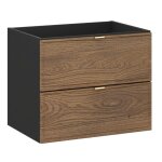 Meuble sous vasque suspendu talia casella - noir et ch�ne - 60 cm