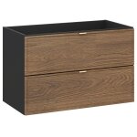 Meuble suspendu sous vasque talia casella noir et chne 80 cm