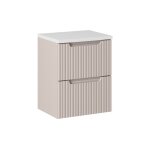 Meubles suspendu sous vasques avec tiroirs nova cachemire 50 cm et le plan blanc