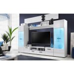 Meuble tv switch 260 cm blanc laqué avec vitrines led multicolore Meuble tv switch 260 cm blanc laqué avec vitrines led multicolore