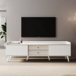 Meuble tl 160x40x58 cm - deux tiroirs - table tv - meuble tv bas - deux portes coulissantes. meuble ...