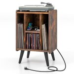 Meuble pour tourne - disque costway - 4 Étagères ouverts - prise de courant - port usb - plateau spacieux ... Meuble pour tourne - disque costway - 4 Étagères ouverts - prise de courant - port usb - plateau spacieux ...