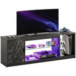 Meuble tv 145 x 35 x 52 cm pour t�l�viseur jusqu� 65 avec �clairage led rvb (22 couleurs) et �tag�res ...