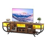 Meuble tv 160 cm avec �clairage led et �tag�res ouvertes balconera - convient aux t�l�viseurs jusqu� ...