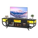 Meuble tv 160 cm avec �clairage led et �tag�res ouvertes balconera - convient aux t�l�viseurs jusqu� ...