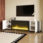 Meuble tv 165x55x32cm pour le salon avec chemin�e �lectrique � effet flamme armoire tv moderne colorblocking ...
