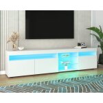 Meuble tv 1803545cm buffet de salon meuble bas de salle  manger blanc brillant avec lumire led 3 ...