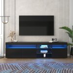 Meuble tv 180×35×45cm buffet de salon meuble bas de salle à manger noir brillant avec lumière led 3 portes ... Meuble tv 180×35×45cm buffet de salon meuble bas de salle à manger noir brillant avec lumière led 3 portes ...