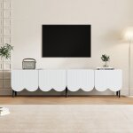 Meuble tv 180 x 40 x 45 cm style contemporain 4 portes 2 meubles pour tlviseur jusqu 80 pouces - blanc ...