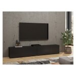Meuble tv 180cm collection eva. couleur noir et ch�ne.
