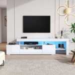 Meuble tv 192 * 37 * 53 cm - 3 armoires meuble tv avec led pour les tlviseurs jusqu 85 pouces blanc ...
